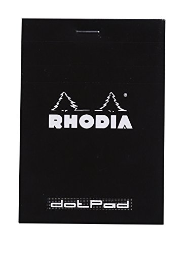 Rhodia 12559C - Schreibblock / Notizblock geheftet dotPad No.12 8,5x12cm 80 Blätter Dot-Lineatur 80g, abtrennbar und mikroperforiert, mit Kartonrücken, Schwarz, 1 Stück von Rhodia