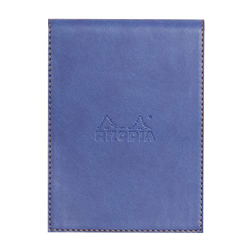 Rhodia 128208C Notizblock N12 (mit Schutzhülle aus Kunstleder, 9,5 x 13 cm, liniert, schick und elegant, ideal für Ihre Notizen) 1 Set, saphirblau von Rhodia