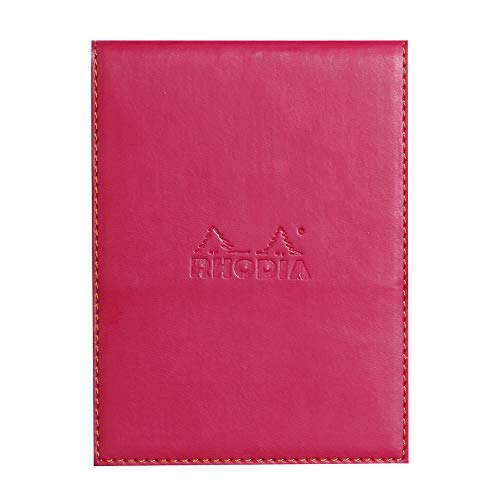 Rhodia 128212C Notizblock N12 (mit Schutzhülle aus Kunstleder, 9,5 x 13 cm, liniert, schick und elegant, ideal für Ihre Notizen) 1 Set, himbeer von Rhodia