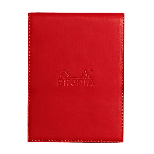 Rhodia 128213C Notizblock N12 (mit Schutzhülle aus Kunstleder, 9,5 x 13 cm, liniert, schick und elegant, ideal für Ihre Notizen) 1 Set, mohnrot EXABB von Rhodia