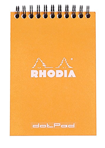 Rhodia 13503C Notizblock (DIN A6, 10,5 x 14,8 cm, Doppelspirale, liniert, dot grid, mikroperforiert, 80 Blatt) 1 Stück orange von Rhodia
