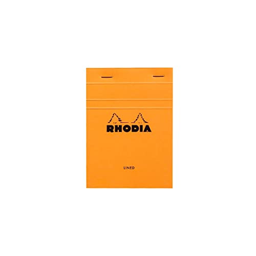 Rhodia 13600C - Schreibblock / Notizblock No.13 DIN A6 14,8x10,5 cm, 80 Blätter liniert 80g, abtrennbar und mikroperforiert, mit Kartonrücken, ideal für Notizen, Orange, 1 Stück von Rhodia