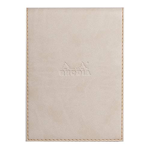 Rhodia 138105C Rhodiarama Notizblock (mit Schutzhülle in Format 11,5 x 15,8 cm, kariert, schick und elegant, Kunstleder, ideal für Ihre Notizen) 1 Set, beige von Rhodia