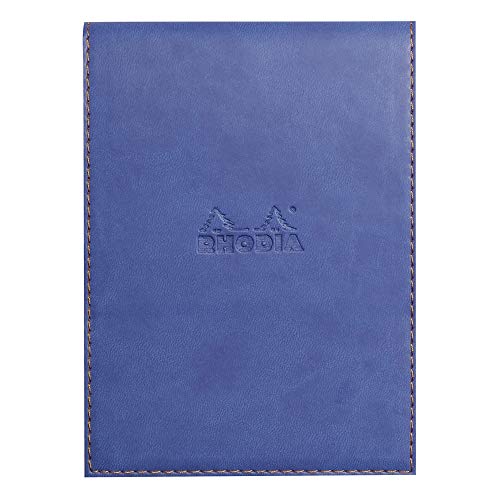 Rhodia 138108C Rhodiarama Notizblock (mit Schutzhülle in Format 11,5 x 15,8 cm, kariert, schick und elegant, Kunstleder, ideal für Ihre Notizen) 1 Set, saphirblau von Rhodia