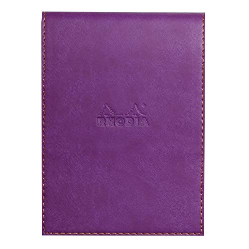 Rhodia 138110C Rhodiarama Notizblock (mit Schutzhülle in Format 11,5 x 15,8 cm, kariert, schick und elegant, Kunstleder, ideal für Ihre Notizen) 1 Set, violett von Rhodia