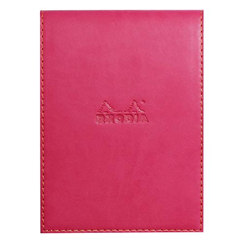 Rhodia 138112C Rhodiarama Notizblock (mit Schutzhülle in Format 11,5 x 15,8 cm, kariert, schick und elegant, Kunstleder, ideal für Ihre Notizen) 1 Set, himbeer von Rhodia