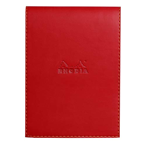 Rhodia 138213C Rhodiarama Notizblock (mit Schutzhülle in Format 11,5 x 15,8 cm, liniert, schick und elegant, Kunstleder, ideal für Ihre Notizen) 1 Set, mohnrot von Rhodia