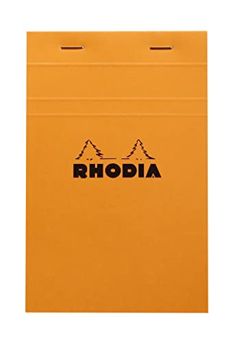 Rhodia 14200C - Schreibblock / Notizblock geheftet No.14 11x17cm 80 Blätter kariert 80g, abtrennbar und mikroperforiert, mit Kartonrücken, ideal für Notizen, Orange, 1 Pack von Rhodia