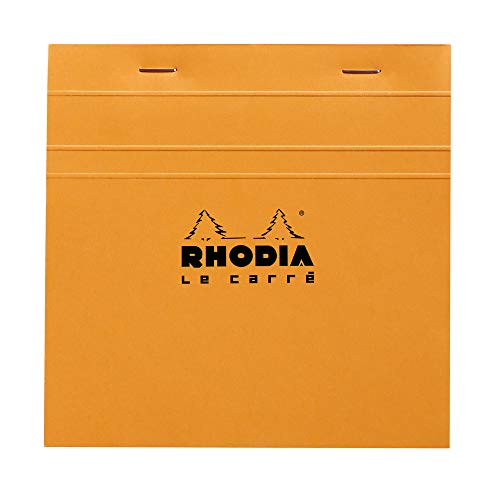 Rhodia 148200C Notizblock Le Carré (kariert, quadratisch, 148 x 148 mm, 80 Blatt) 1 Stück orange von Rhodia