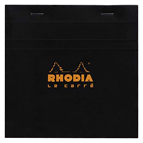 Rhodia 148209C Notizblock Le Carré (kariert, quadratisch 148 x 148 mm, 80 Blatt) 1 Stück schwarz von Rhodia