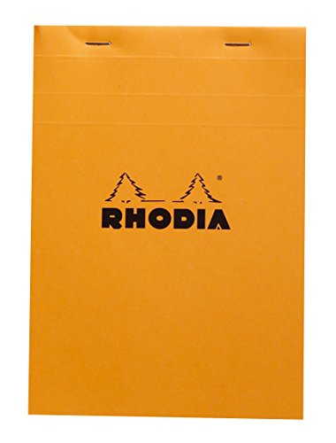 Rhodia 15200C - Schreibblock / Notizblock geheftet Giant Pad No.15 DIN A5 21x14,8 cm, 150 Blätter kariert 80g, abtrennbar und mikroperforiert, mit Kartonrücken, Orange, 1 Stück von Rhodia