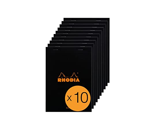 Rhodia 160009C - Packung mit 10 Notizblöcken No.16, DIN A5 80 Blätter blanko 80g, Schwarz, 1 Pack von Rhodia
