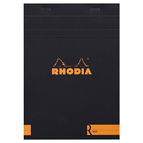 Rhodia 162008C Notizblock (DIN A5, 14,8 x 21 cm, blanko, 70 Blatt, praktisch und belastbar) 1 Stück schwarz von Rhodia