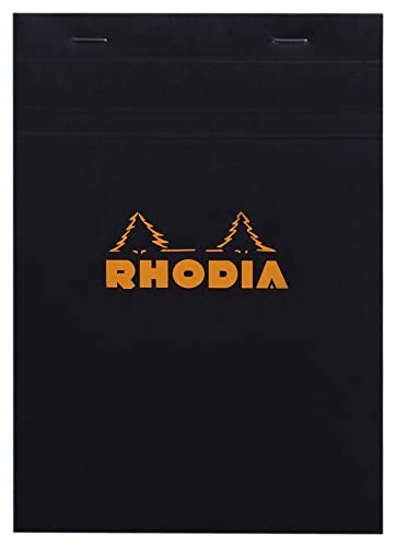 Rhodia 162009C Notizblock (DIN A5, 14,8 x 21 cm, geheftet, kariert, 80 Blatt, praktisch und belastbar) 1 Stück schwarz von Rhodia