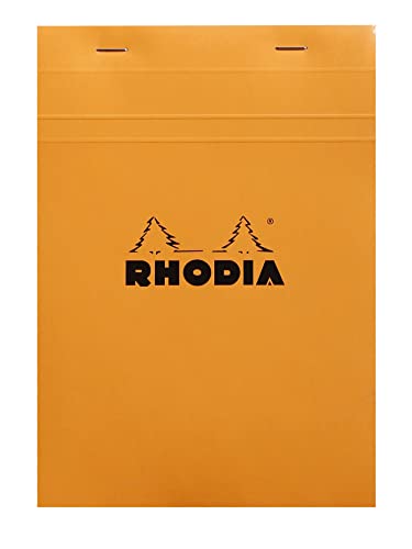Rhodia 16200C Notizblock (DIN A5, 14,8 x 21 cm, geheftet, kariert, 80 Blatt, praktisch und belastbar) 1 Stück orange von Rhodia