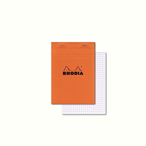 Rhodia 16200C - Notizblock (DIN A5, 14,8 x 21 cm, geheftet, kariert, 80 Blatt, praktisch und belastbar) 1 Stück orange von Rhodia