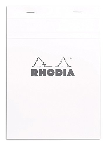 Rhodia 16201C - Schreibblock / Notizblock geheftet No.16 DIN A5 21x14,8 cm, 80 Blätter kariert 80g, abtrennbar und mikroperforiert, mit Kartonrücken, ideal für Notizen, Weiß, 1 Stück von Rhodia