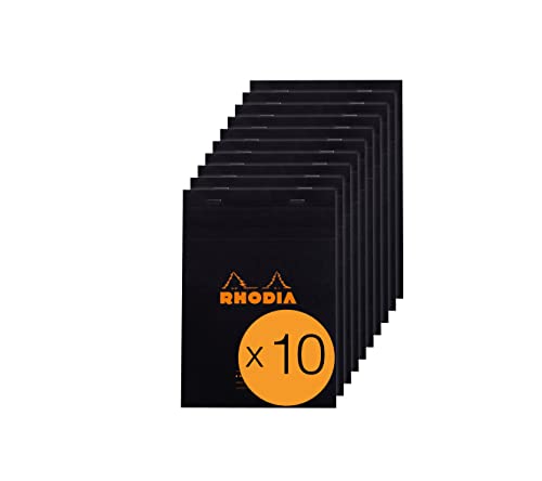 Rhodia 164009C - Packung mit 10 Notizblöcken Meeting Pad, No. 16, DIN A5 80 Blätter 80g, Schwarz, 1 Pack von Rhodia