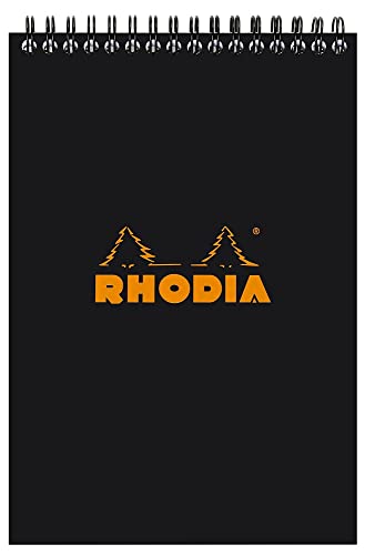 Rhodia 165009C - Notizblock (mit Doppelspirale, DIN A5, kariert, 80 g, 14,8 x 21 cm, 80 Blatt) 1 Stück schwarz von Rhodia