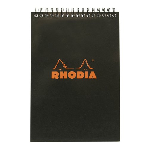 Rhodia 165009C - Notizblock (mit Doppelspirale, DIN A5, kariert, 80 g, 14,8 x 21 cm, 80 Blatt) 1 Stück schwarz von Rhodia