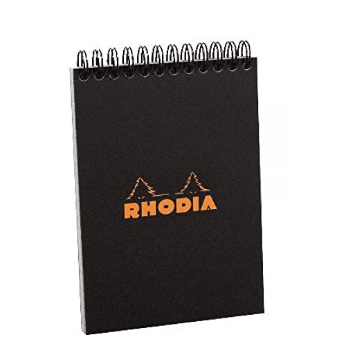 Rhodia 165009C - Notizblock (mit Doppelspirale, DIN A5, kariert, 80 g, 14,8 x 21 cm, 80 Blatt) 1 Stück schwarz von Rhodia