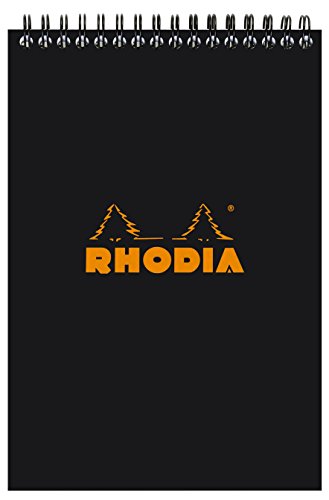Rhodia 165019C - Notizblock (mit Doppelspirale, DIN A5, liniert, 80 g, 14,8 x 21 cm, 80 Blatt) 1 Stück schwarz von Rhodia
