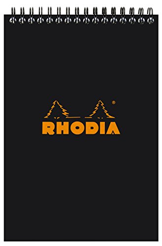 Rhodia 165019C - Notizblock (mit Doppelspirale, DIN A5, liniert, 80 g, 14,8 x 21 cm, 80 Blatt) 1 Stück schwarz von Rhodia
