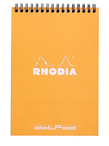 Rhodia 16503C Notizblock Note Pad (mit Doppelspirale, DIN A5, Dot Grid, 80 g, 14.8 x 21 cm, 80 Blatt) 1 Stück orange von Rhodia