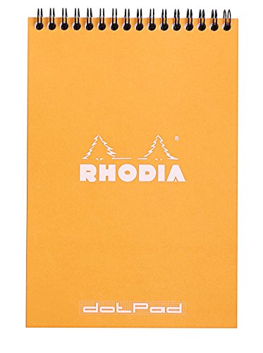 Rhodia 16503C Notizblock Note Pad (mit Doppelspirale, DIN A5, Dot Grid, 80 g, 14.8 x 21 cm, 80 Blatt) 1 Stück orange von Rhodia