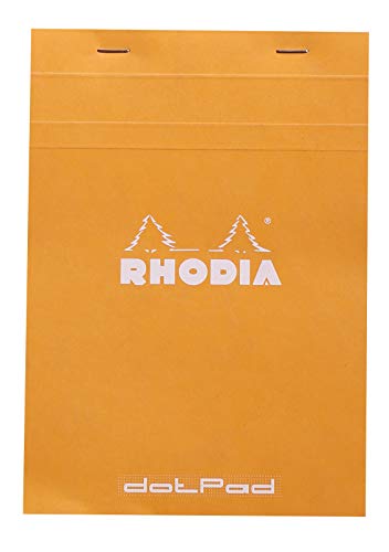 Rhodia 16558C - Block geheftet dotPad No.16 DIN A5 21x14,8 cm, 80 Blätter Dot-Lineatur 80g, abtrennbar und mikroperforiert, mit Kartonrücken, ideal für Notizen, Orange, 1 Stück von Rhodia