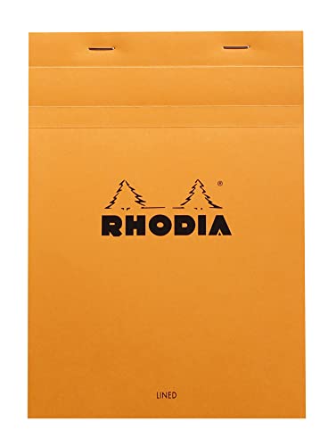 Rhodia 16600C - Notizblock N°16 (geheftet, mikroperforiert, DIN A5, liniert mit Rand, 80 g, 14,8 x 21 cm, 80 Blatt) 1 Stück orange von Rhodia