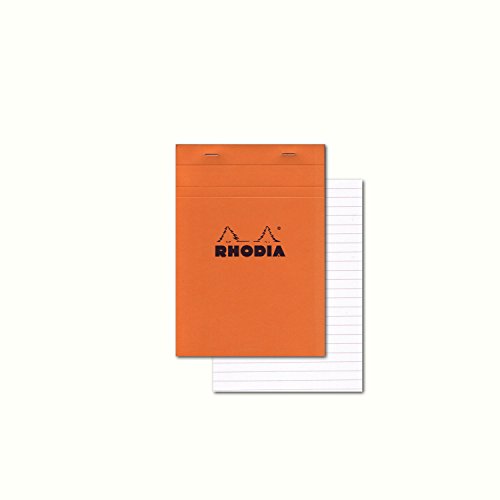 Rhodia 16600C - Notizblock N°16 (geheftet, mikroperforiert, DIN A5, liniert mit Rand, 80 g, 14,8 x 21 cm, 80 Blatt) 1 Stück orange von Rhodia