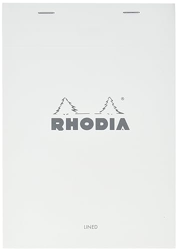 Rhodia 16601C - Notizblock geheftet No.16 DIN A5 21x14,8 cm, 80 Blätter liniert mit Rand 80g, abtrennbar und mikroperforiert, mit Kartonrücken, ideal für Notizen, Weiß, 1 Stück von Rhodia