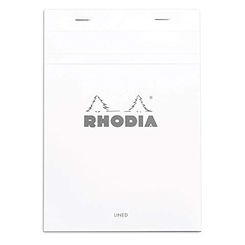 Rhodia 16601C - Notizblock geheftet No.16 DIN A5 21x14,8 cm, 80 Blätter liniert mit Rand 80g, abtrennbar und mikroperforiert, mit Kartonrücken, ideal für Notizen, Weiß, 1 Stück von Rhodia