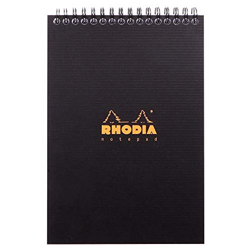 Rhodia 16921C Notepad (mit Spiralbindung, DIN A5, 14,8 x 21 cm, liniert, 90 g, ideal für Ihre Notizen, 80 Blatt) 1 Stück schwarz von Rhodia