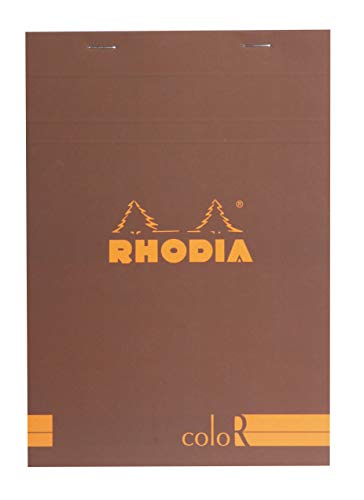 Rhodia 16963C Notizblock (liniert, 90 g, DIN A5 148 x 210 mm, elfenbeinfarbiges Papier, 70 Blatt, mikroperforiert) 1 Stück schokoladenbraun von Rhodia