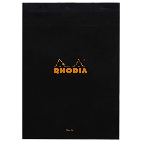 Rhodia 180009C - Schreibblock / Notizblock geheftet No.18 DIN A4 21x29,7 cm, 80 Blätter blanko 80g, abtrennbar und mikroperforiert, mit Kartonrücken, ideal für Notizen, 1 Stück von Rhodia