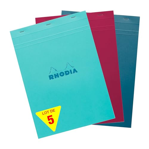 Rhodia 18100Cpack - Rhodia bloc agrafé COULEURS N°18 5/5 80 feuillets microperforés, couvertures assorties - PAQ DE 5 von Rhodia