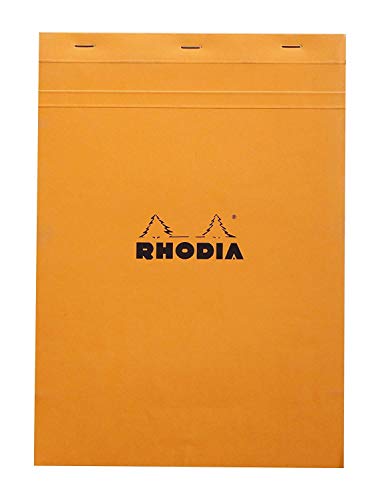 Rhodia 18200C - Schreibblock / Notizblock geheftet No.18 DIN A4 21x29,7 cm, 80 Blätter kariert 80g, abtrennbar und mikroperforiert, mit Kartonrücken, Orange, 1 Stück von Rhodia