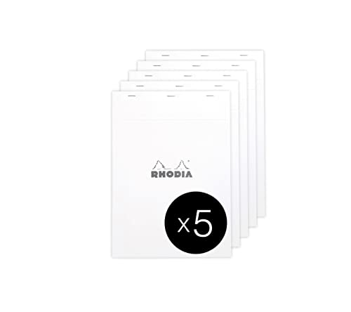 Rhodia 18201C - Packung mit 5 Notizblöcken geheftet No.18, DIN A4 80 Blätter kariert 90g, Weiß, 1 Pack Rhodia 18201C - Packung mit 5 Notizblöcken geheftet No.18, DIN A4 80 Blätter kariert 90g, Weiß, 1 Pack von Rhodia