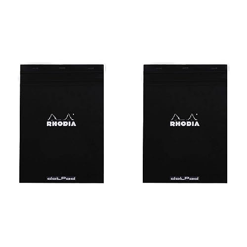 Rhodia 18559C DotPad Block (DIN A4, Dot Grid, 21 x 29.7 cm, 80 Blatt, ideal für Ihre Notizen) 1 Stück schwarz (Packung mit 2) von Rhodia