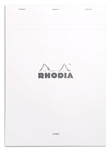 Rhodia 18601C - Notizblock / Schreibblock geheftet dotPad No.18 DIN A4 21x29,7cm, 80 Blätter liniert 80g, abtrennbar und mikroperforiert, mit Kartonrücken, Weiß, 1 Stück von Rhodia