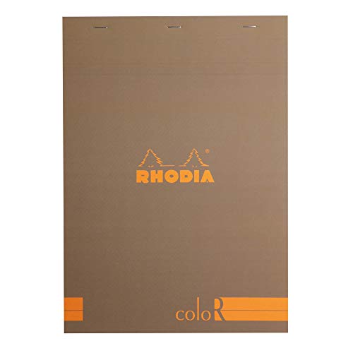Rhodia 18964C - Notizblock coloR N°18 kopfseitig geheftet DIN A4 (21x29,7 cm), 70 Blatt mikroperforiert, liniert Clairefontaine Papier Elfenbein 90g, Cover Maulwurfsgrau, 1 Stück von Rhodia