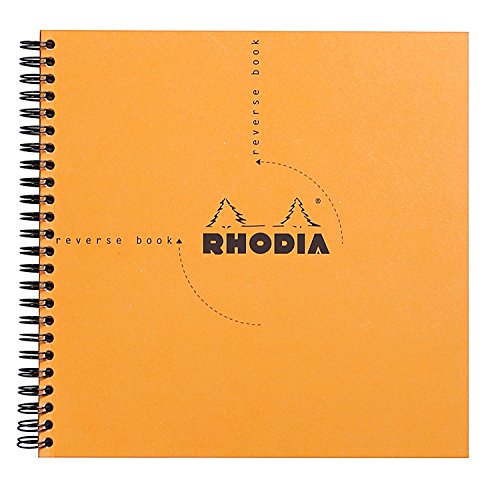 Rhodia 193608C - Spiralheft Reverse Book (kariert, quadratisch, 21 x 21 cm, 80 Blatt) 1 Stück orange von Rhodia