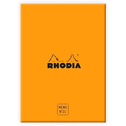 Rhodia 194051C - Schreibset mit Box und Memoblock N°11 Rhodiatime, 7,5 x 10,5 cm, Dot Lineatur, 240 Blatt, 80g, einzeln eingeschweißt, praktisch und kompakt, Orange, 1 Set von Rhodia