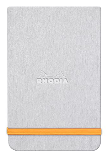 Rhodia 194344C - Notizbuch Webnotepad 9x14 cm, 96 Blatt abtrennbar liniert 90 g, 1 Stück, Silber von Rhodia