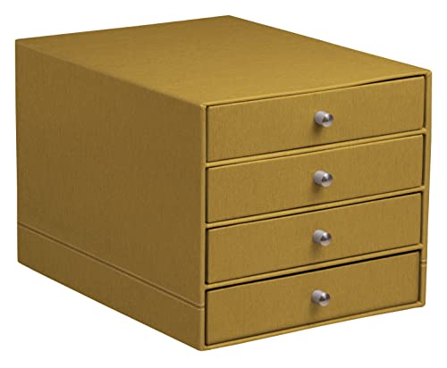 Rhodia 194568C - Schubladenbox mit 4 Laden, 24, 8x32, 7x22, 8 cm, aus Kunstleder, elegant und praktisch, 1 Stück, Gold von Rhodia