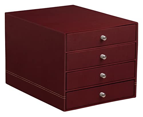 Rhodia 194572C - Schubladenbox mit 4 Laden, 24, 8x32, 7x22, 8 cm, aus Kunstleder, elegant und praktisch, 1 Stück, Weinrot von Rhodia