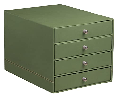 Rhodia 194576C - Schubladenbox mit 4 Laden, 24, 8x32, 7x22, 8 cm, aus Kunstleder, elegant und praktisch, 1 Stück, Salbei von Rhodia