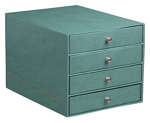 Rhodia 194579C - Schubladenbox mit 4 Laden, 24, 8x32, 7x22, 8 cm, aus Kunstleder, elegant und praktisch, 1 Stück, Seegrün von Rhodia